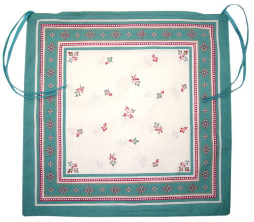 Provence Seat Cover with Ties (Luberon. water green) Provence Seat Cover with Ties (Luberon. water green)